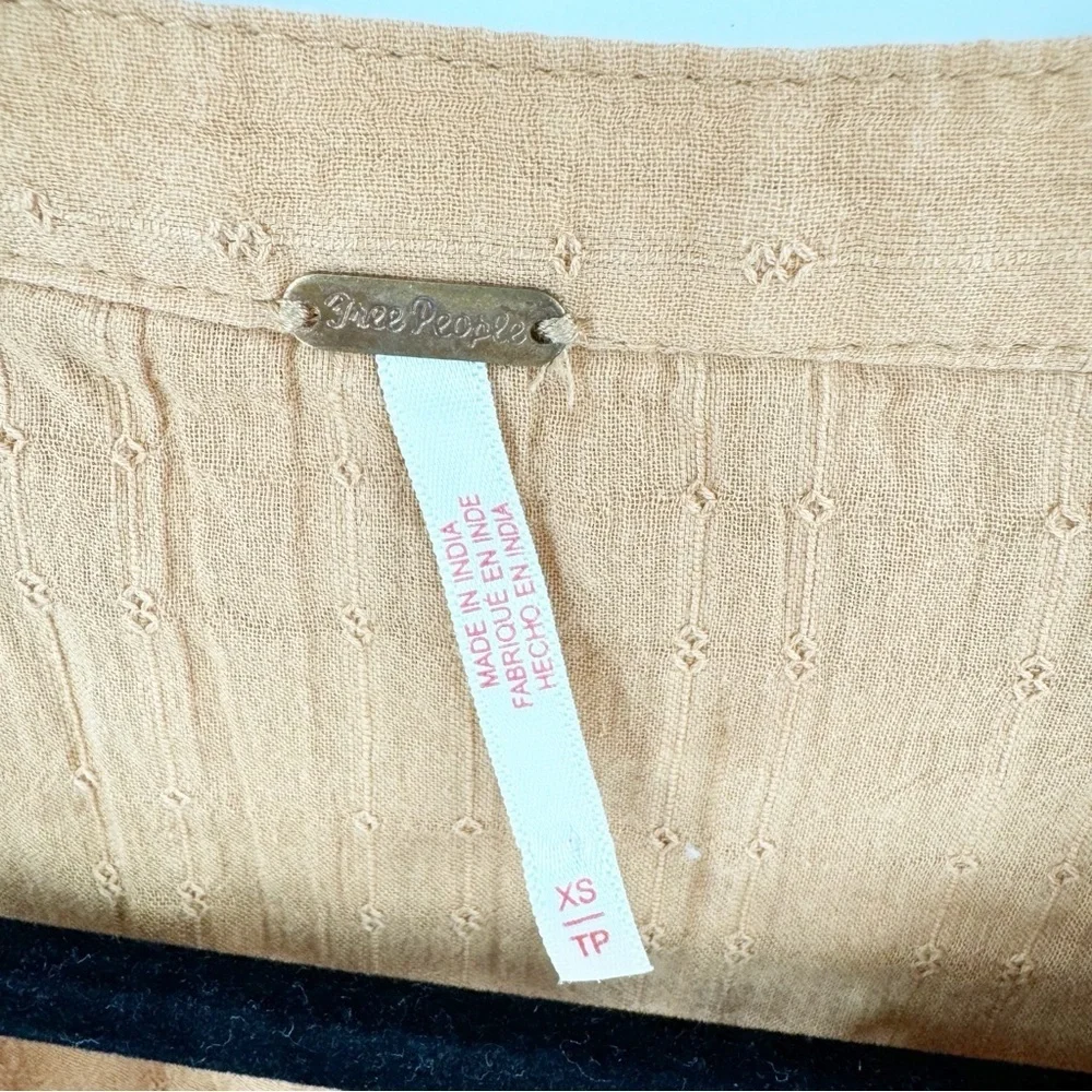 ✅ FREE PEOPLE Marigold Button Down Top SIZE X-SMALL OVERSIZED‎ LONG SLEEVE